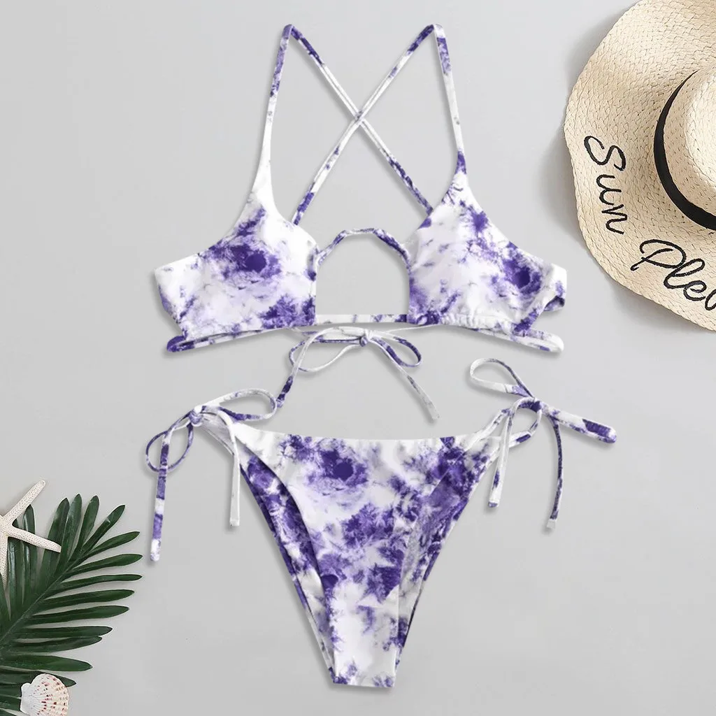 

Swimsuit Female Sexy Solid Leopard Swimwear Women Swimsuit Tie Dye Bikini Bathing Suit Biquini Bikini 2020 fatos de banho banado