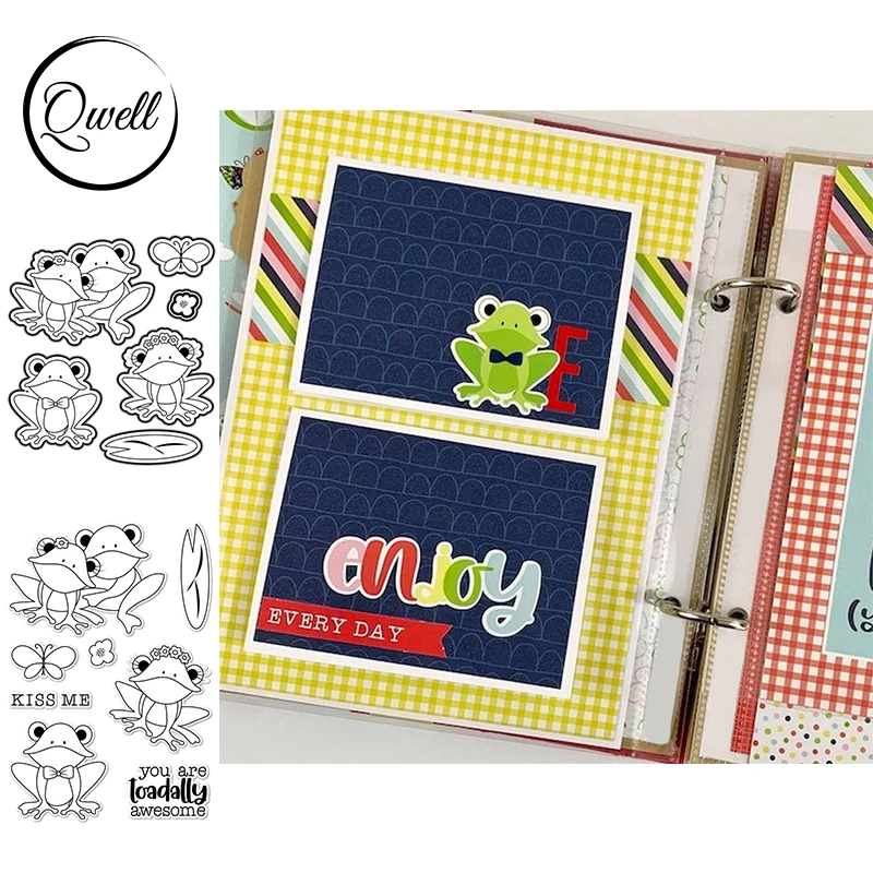 

QWELL 4*6 inch Stamps Match Dies Frogs Butterfly Species Lotus Leaf for DIY Scrapbooking Craft Album Paper Cards Decor 2021 New