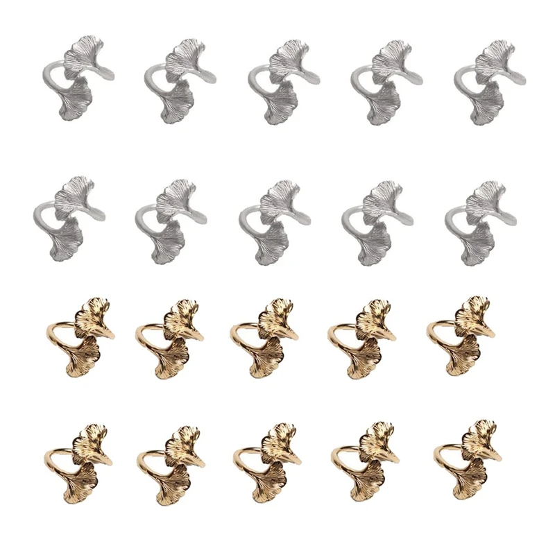 

10Pcs/Multi Napkin Button Ginkgo Leaf West Napkin Ring Cloth Ring Metal Napkin Ring Hotel Dining Table