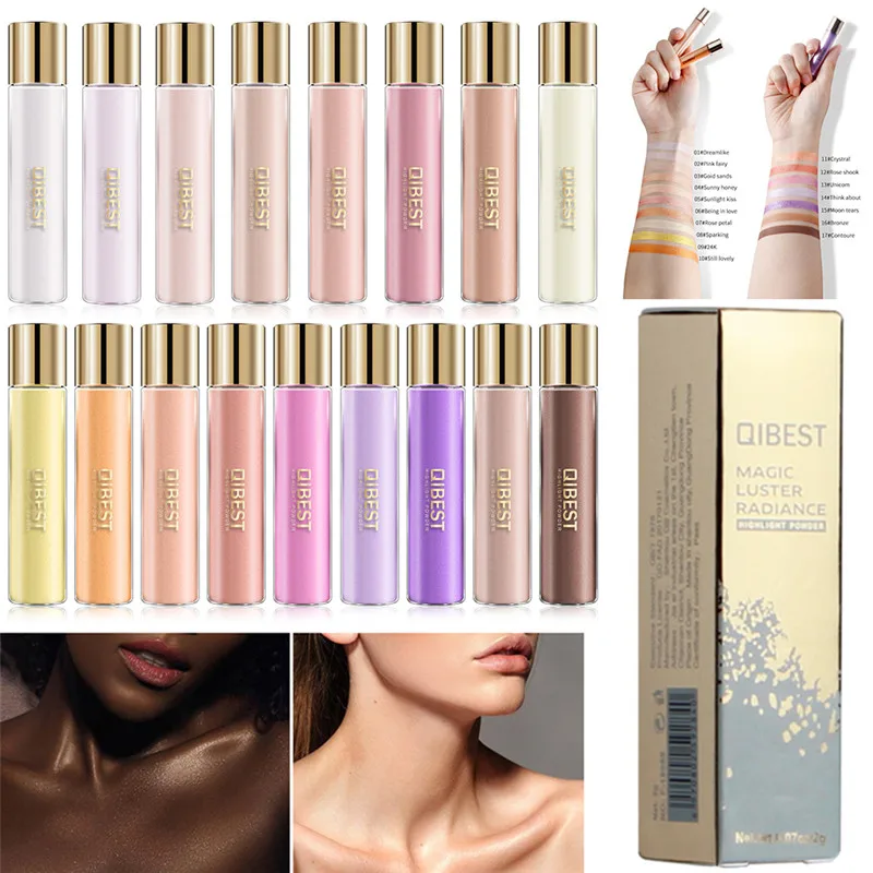 Qibest Блестящий хайлайтер голографический макияж палитра бронзер подсветка тени