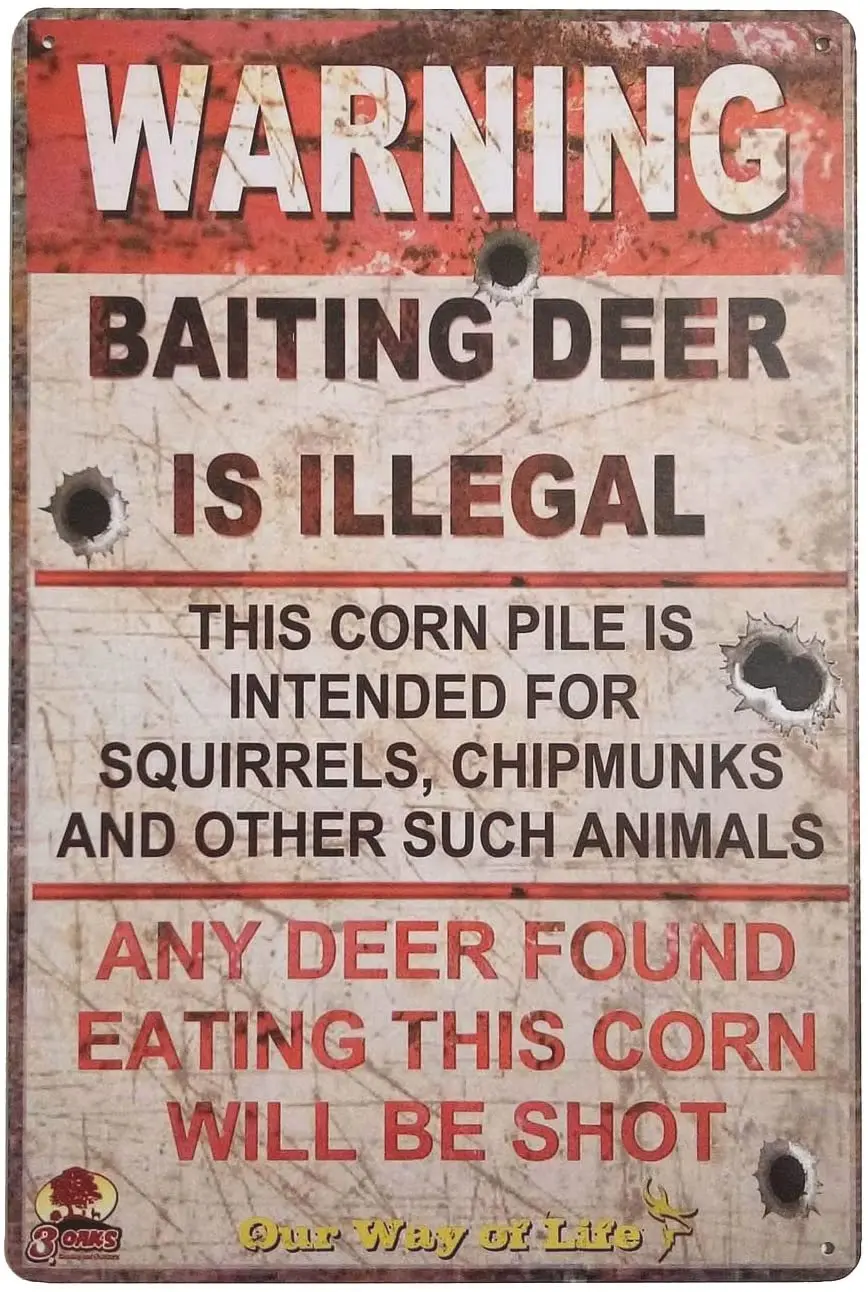 

ERLOOD Warning Baiting Deer is Illegal Metal Tin Sign, Tin Signs Vintage Coffee Wall Coffee & Bar Decor,Size 12 X 8
