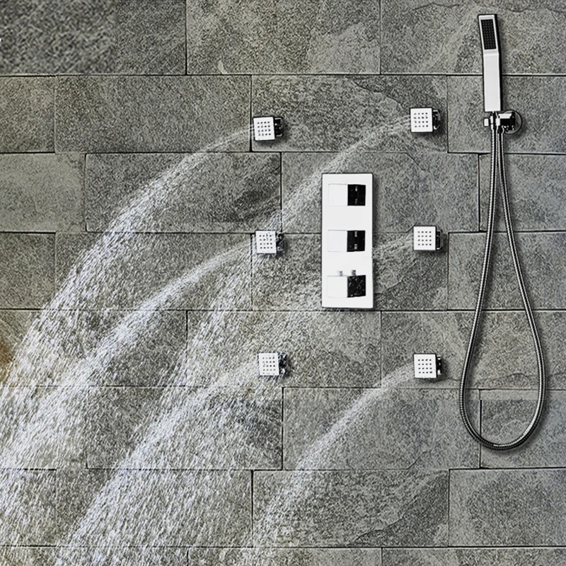 Термостатический душевой кран Встраиваемый светодиодный потолочный Душ с