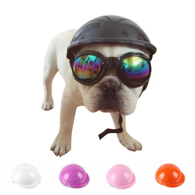 

Dog Helmets for Motorcycles with Sunglasses Cool ABS Fashion Pet Dog Hat Helmet Plastic Pet Protect Ridding Cap SML