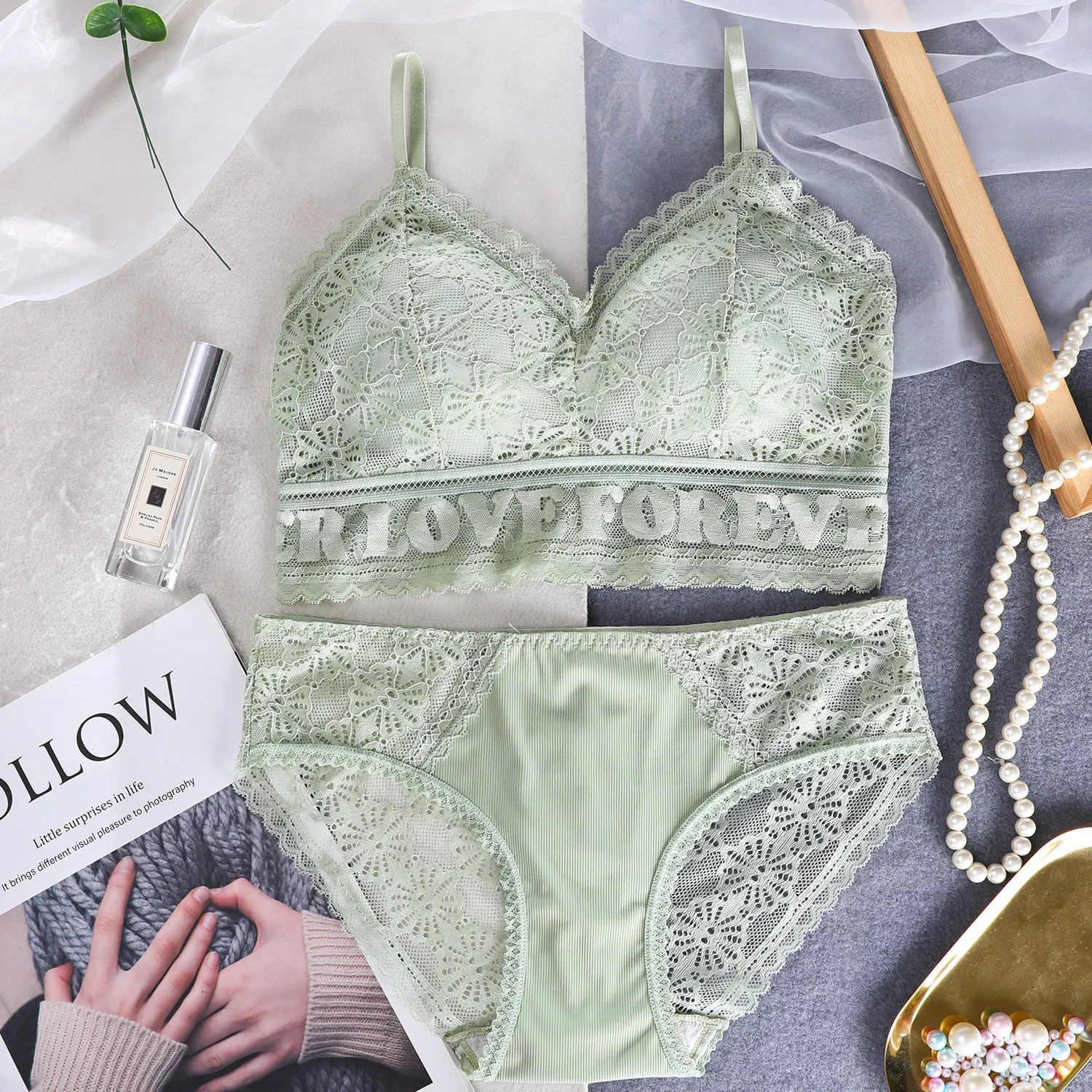 Fashion Sexy Bra set Women's push up Lace Underwear Panties Thin breathable bra Jacquard | Женская одежда