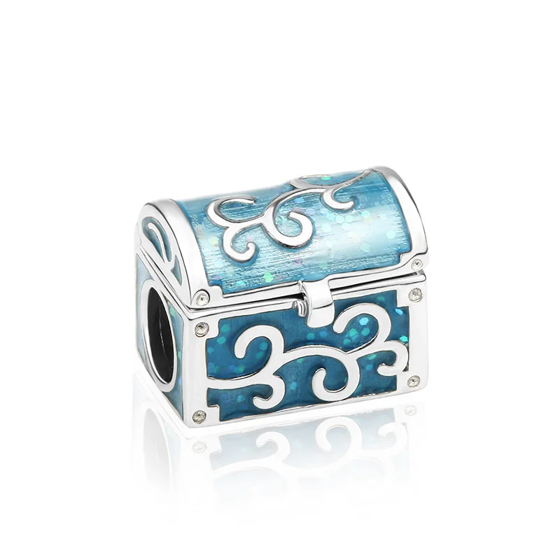 SG элегантная коробка для ювелирных изделий бусы с синей эмалью амулеты 925 пробы