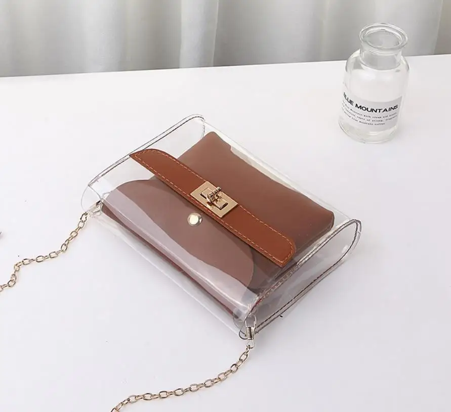 Новая женская прозрачная сумка через плечо кошелек с золотой цепочкой | Багаж и