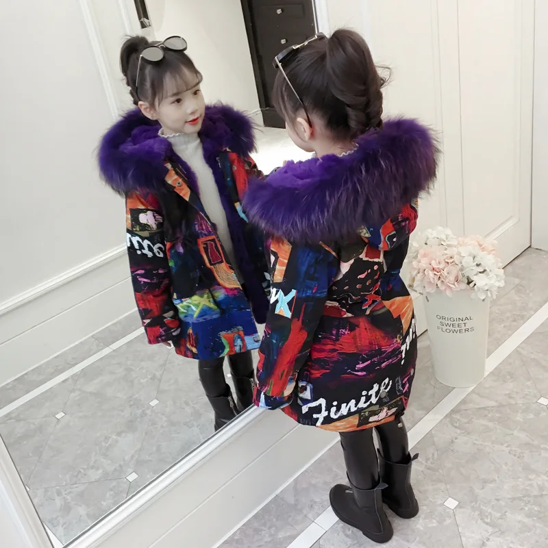 Scsech/Модная одежда для девочек длинная стеганая зимняя хлопковая куртка пуховик