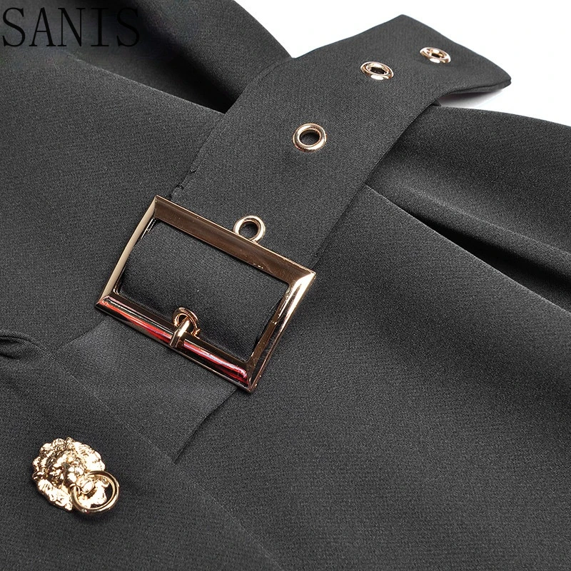 

Sanis Fashion Designer dress Spring Autumn Women's Dress Stand collar Embroidery Elegant Asymmetrical Dresses