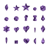 20pcs amethyst color flatback tips nails rhinestones crystal all shapes diamonds 3d manicure nail art decoration charms jewelry