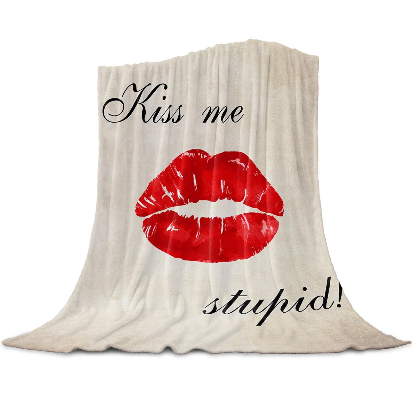 

Sexy Lip Print Retro Throw Blanket for Beds Microfiber Flannel Warm Blanket Sofa Bedding Bedspread Gifts