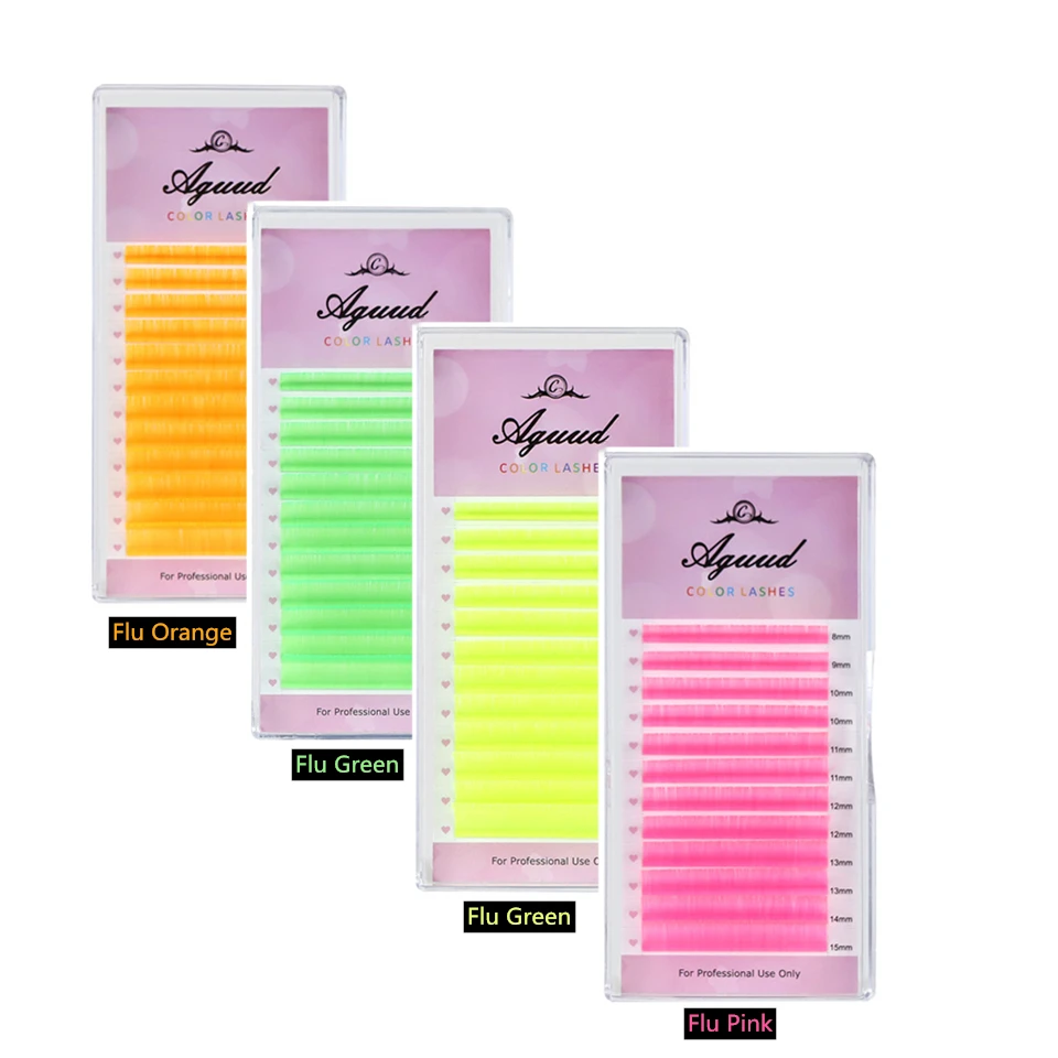 False Eyelashes Fluorescent Pink Green Yellow Orange Eyelash Extensions Glow In The Dark Lashes Christmas New Year Makeup