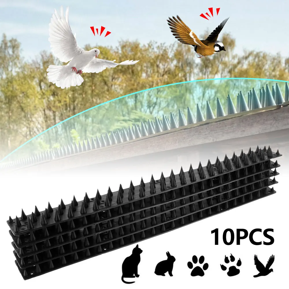 Picos de pared antiaves de 45x4,5 cm, valla de pl&aacute;stico antiaves, repelente de aves, seguridad de jard&iacute;n, Control de plagas, repele animales de gato-0