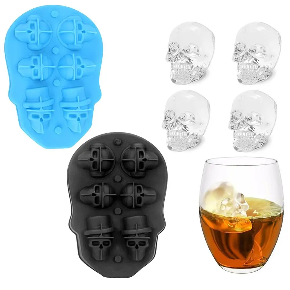 4/6 полости 3D Череп Силиконовая для кубиков льда ледяной куб лоток DIY