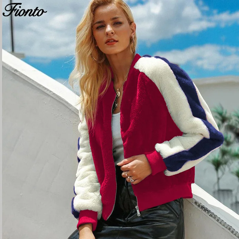 Осенне-зимнее элегантное пальто FIONTO из искусственного меха женская теплая