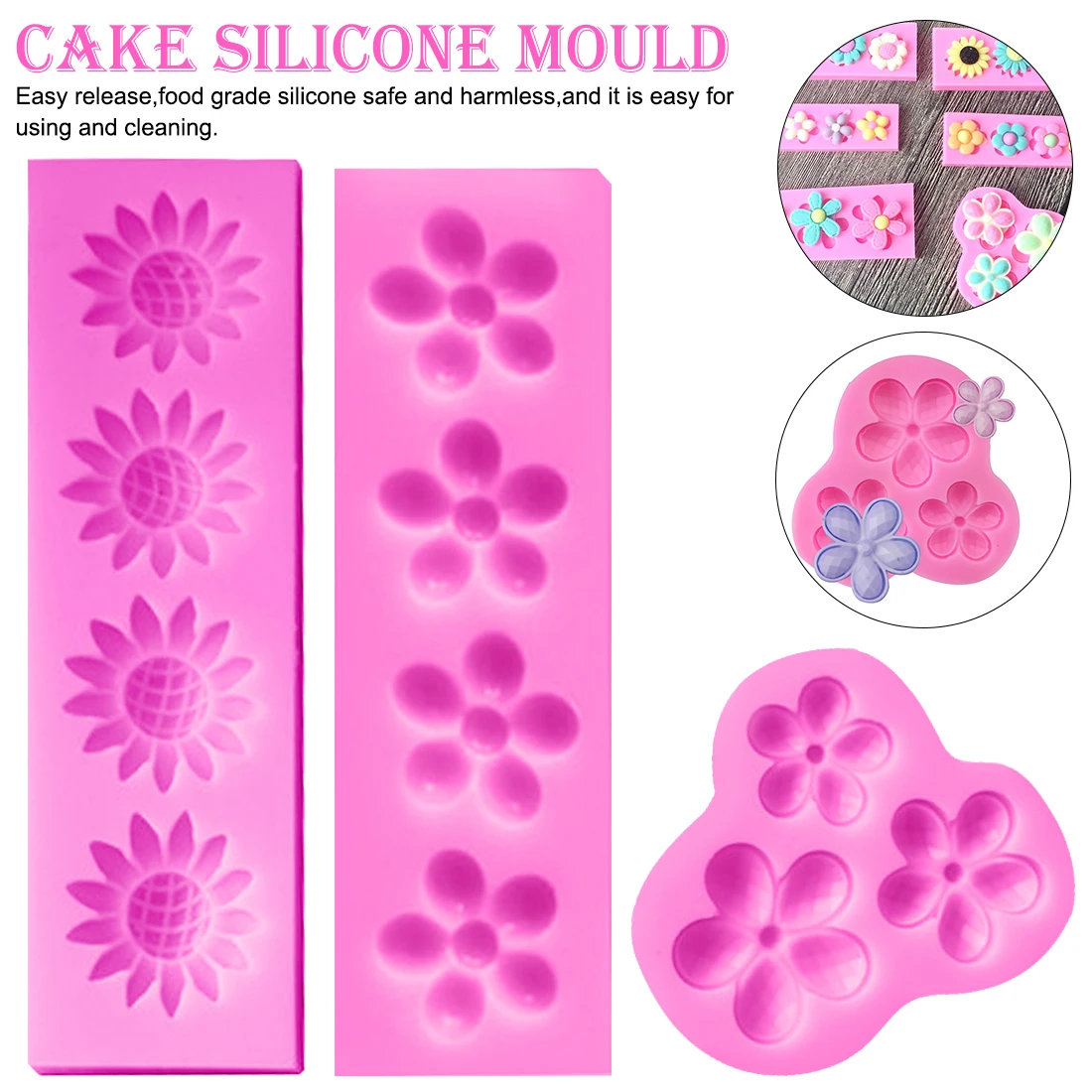 3D цветок подсолнуха силиконовая форма помадка Шоколадное Мыло с запахом печенья