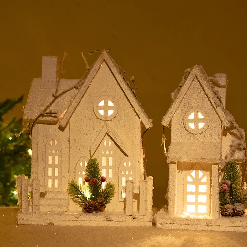 Креативный Рождественский Снежный домик настольные украшения деревянные