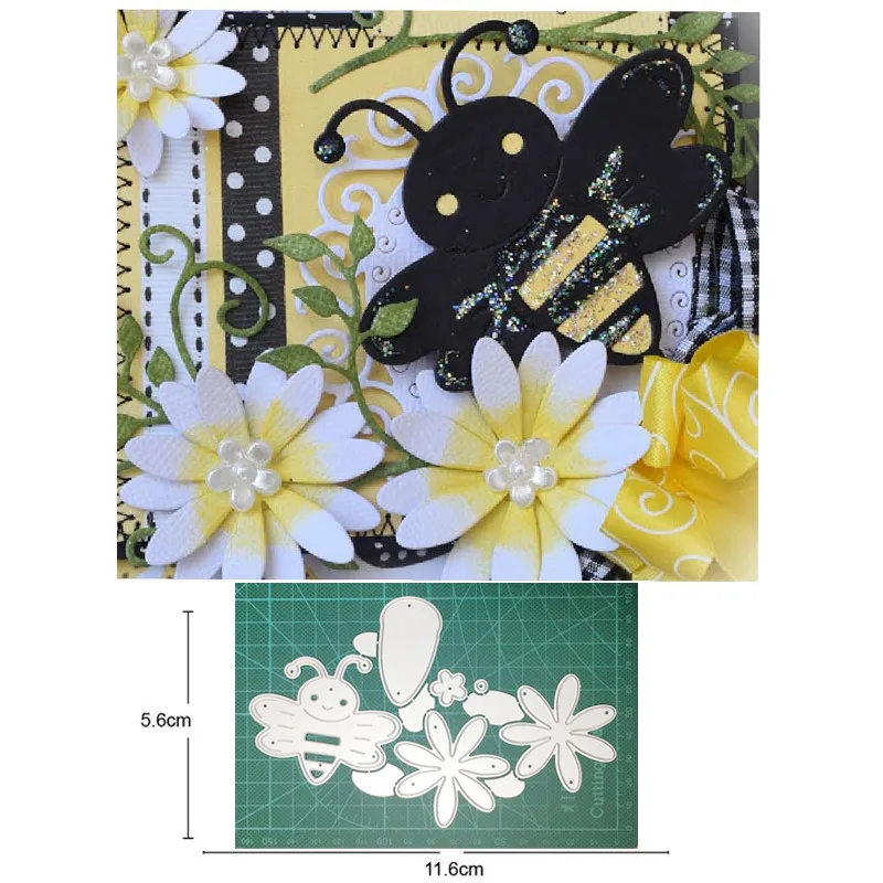 

Craft metal cutting dies cut die mold Bee Flower Border Decoration Scrapbook paper craft knife mould blade punch stencils dies