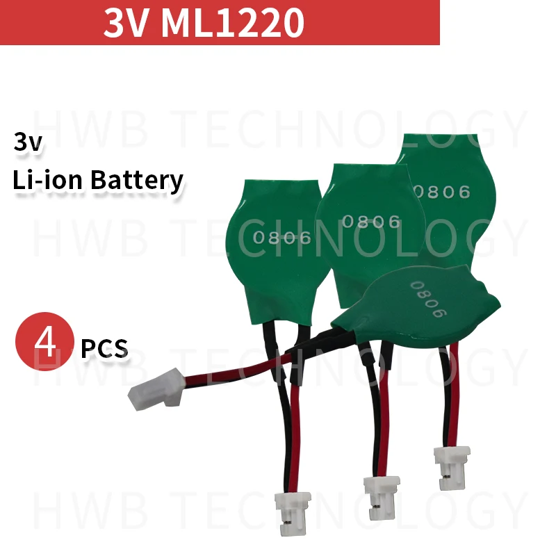 4PCS ML1220 ML 1220 Rechargeable 3V CMOS RTC Battery w/ Cable BIOS Backup Free shipping | Электроника