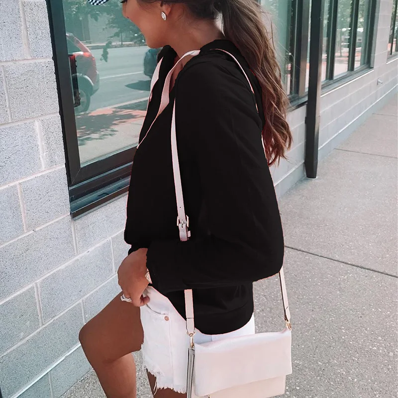 Женская однотонная Толстовка с длинным рукавом V образным вырезом и