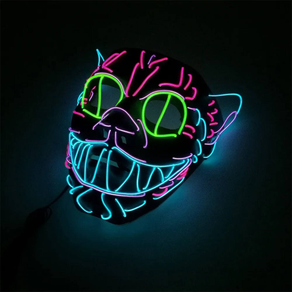 Горячая Распродажа модные светящиеся маски EL Wire вечерние светодиодные костюмы