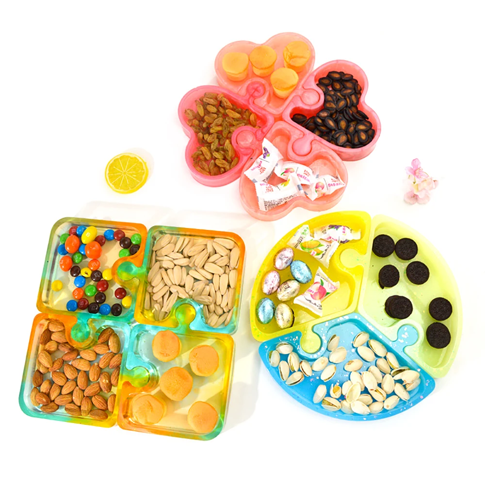

Resin Molds Silicone DIY Storage Box Mold Resin Heart Shaped Divided Splicing Tray Box Handmade Jewelry Jar Silicone mold