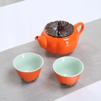 round exquisite porcelain jar cute persimmon cup a set of tea sets festival candy nut gift box christmas tea caddy coffee tank
