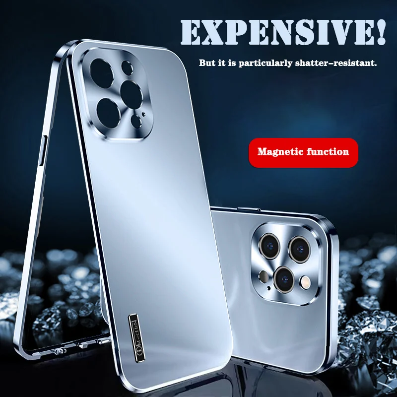 

2021 New Luxury Metal Magnetic For Anti-fall Apple 13Pro Mobile Phone Case 13Promax Shell IPhone13 All-inclusive Frame Cover