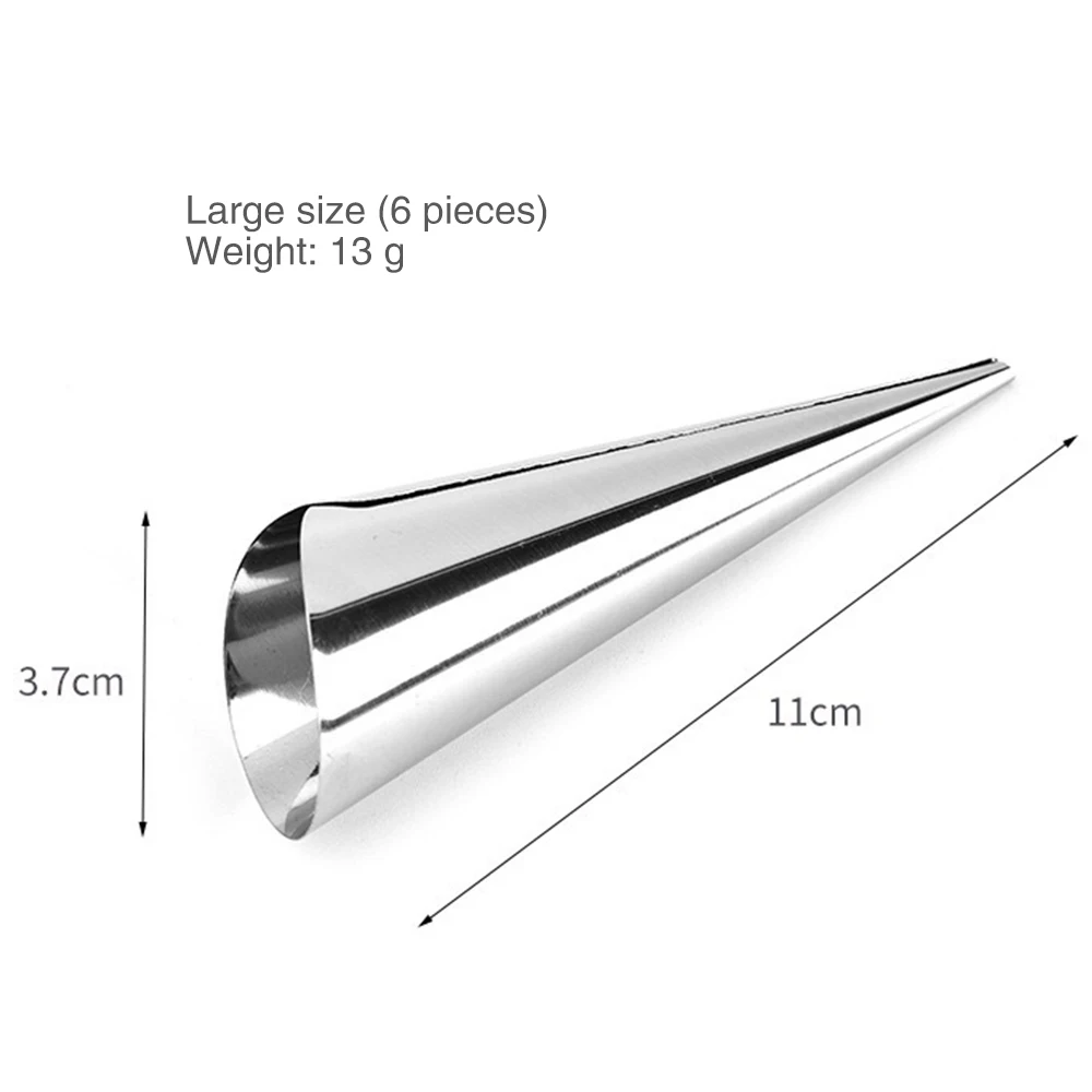 

6pcs/pack Cream Horn Molds Cannoli Tubes Ice Cream Mold Stainless Steel Puff Pastry Waffle Cone Roll Horn Croissant Mold