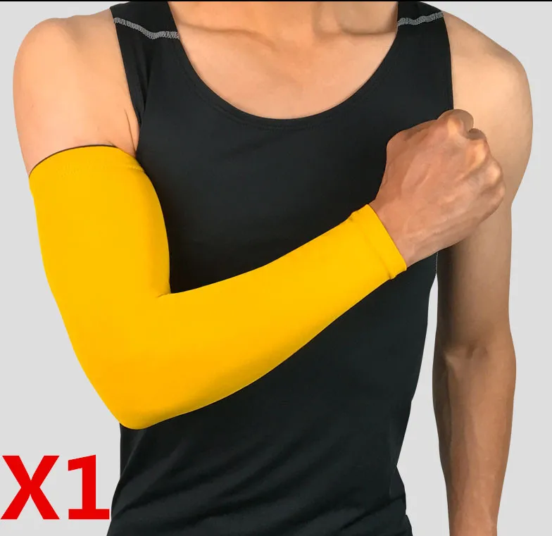 1 piece yellow Баскетбольные нарукавники, велосипедные гетры для альпинизма, компрессионные налокотники, солнцезащитные УФ-защитные волейбольные Налокотники - Цвет: 1 piece yellow