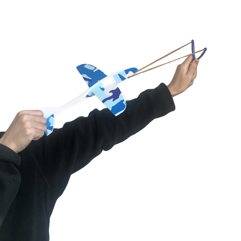 

DIY Kids Foam Glider Slingshot Airplane Model Toys Boys Outdoor Interactive Game Assembled Rubber Band Aircraft Game