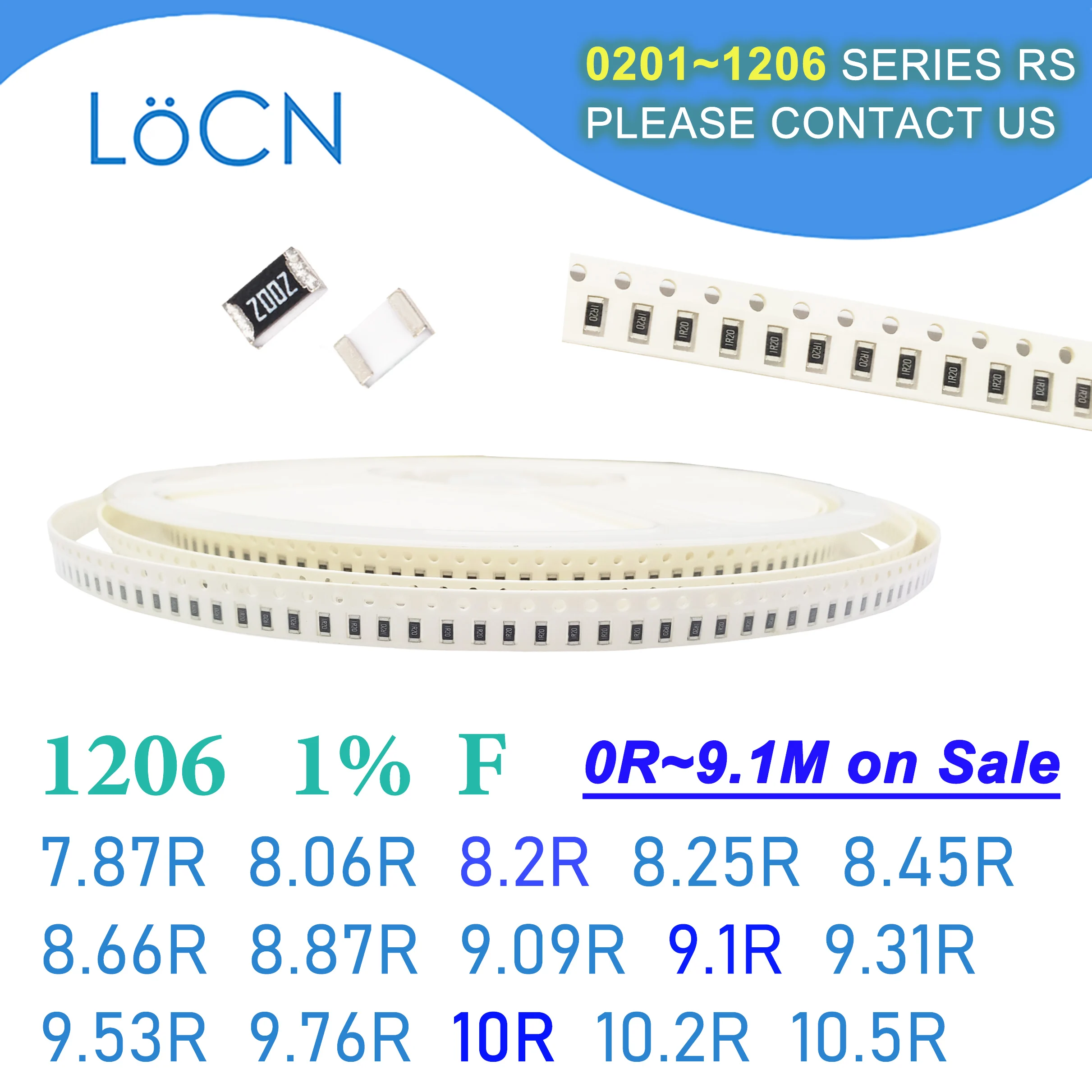 

1206 1% F 5000PCS SMD 7.87R 8.06R 8.2R 8.25R 8.45R 8.66R 8.87R 9.09R 9.1R 9.31R 9.53R 9.76R 10R 10.2R 10.5R 3216 Resistor OHM