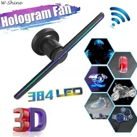 384576led wifi 3d holographic projector hologram player naked eye led display fan advertising light 16g tf card app control