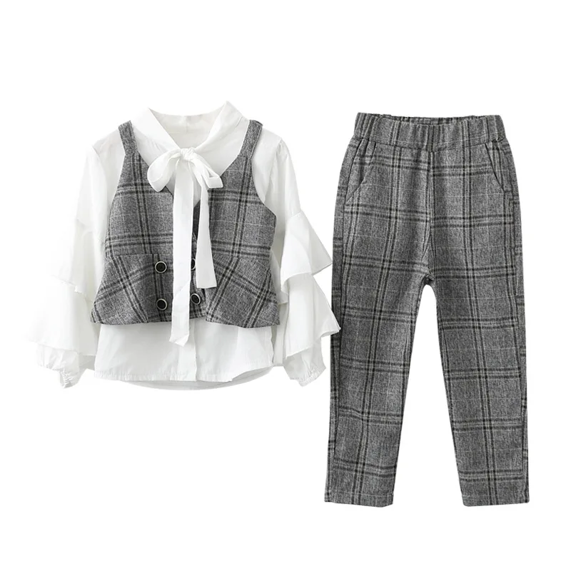 Комплект детской одежды из 3 предметов футболка с длинным рукавом и бантом