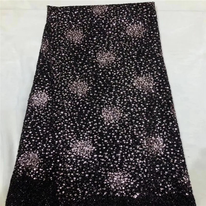 Черная фиолетовая африканская нигерийская кружевная ткань 2019