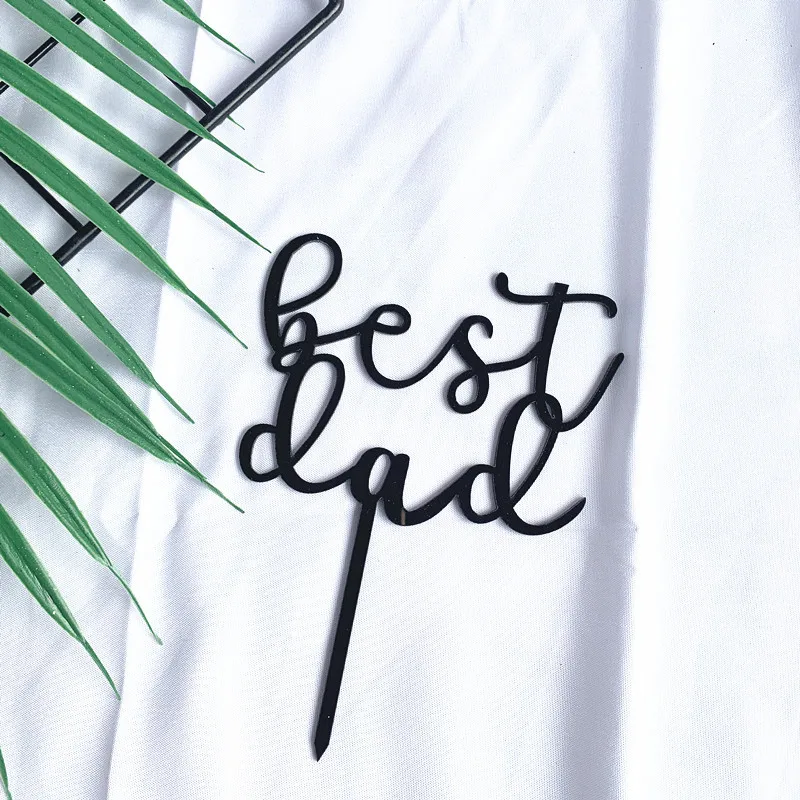 Новинка 2019 акриловый Топпер для торта лучший папа золотой черный кексов на День