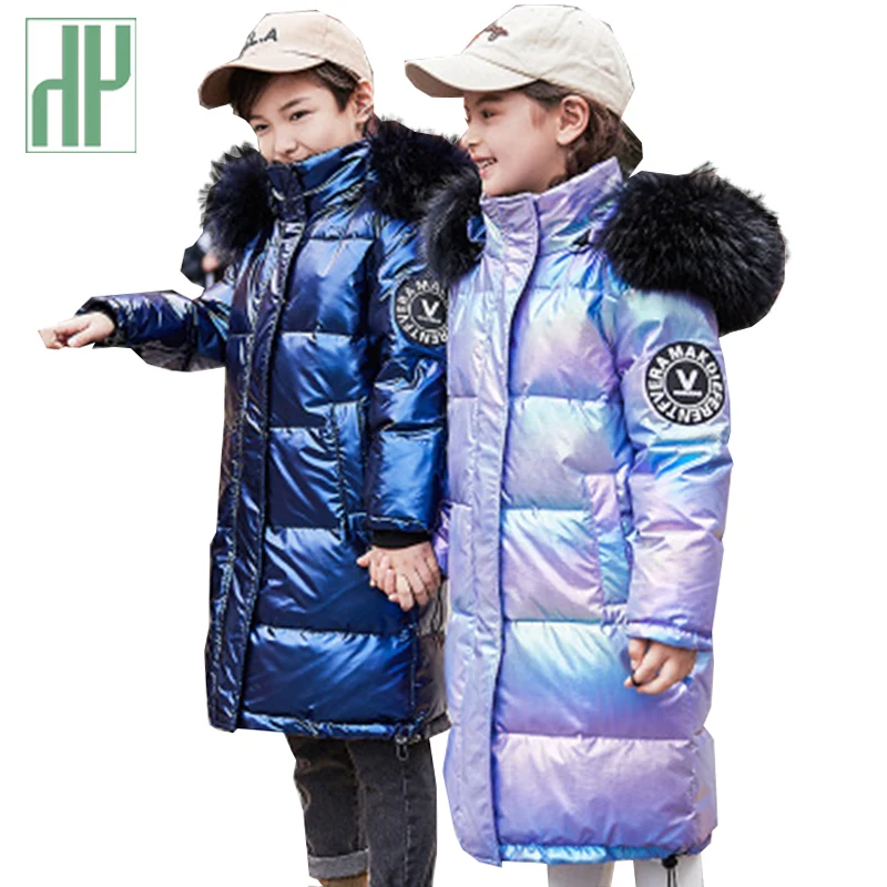 

Детская пуховая куртка для мальчиков и девочек, водонепроницаемая парка с натуральным мехом, парка для подростков, для зимы, до-30 лет