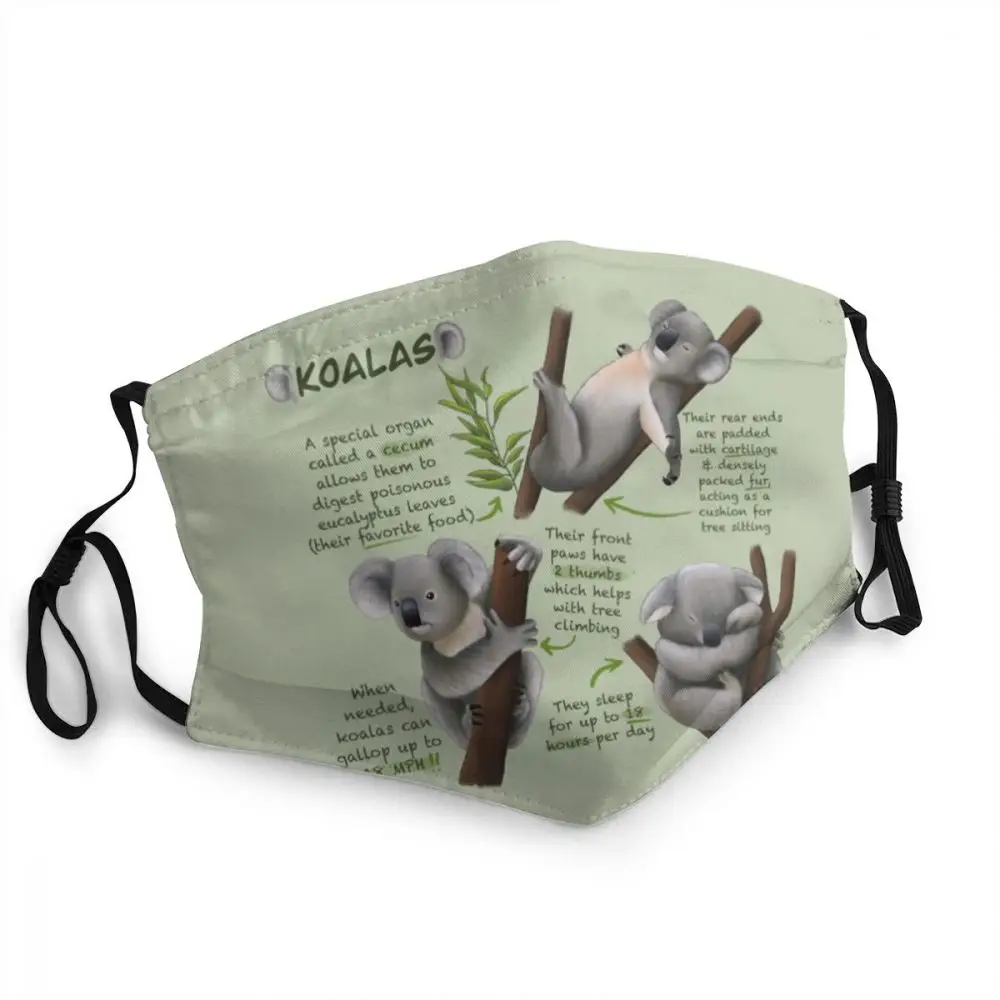 

Koalas - Face Mask Anti Haze Dust 3D Printing Pattern Protection Unisex Adult Reusable Respirator Mouth-Muffle