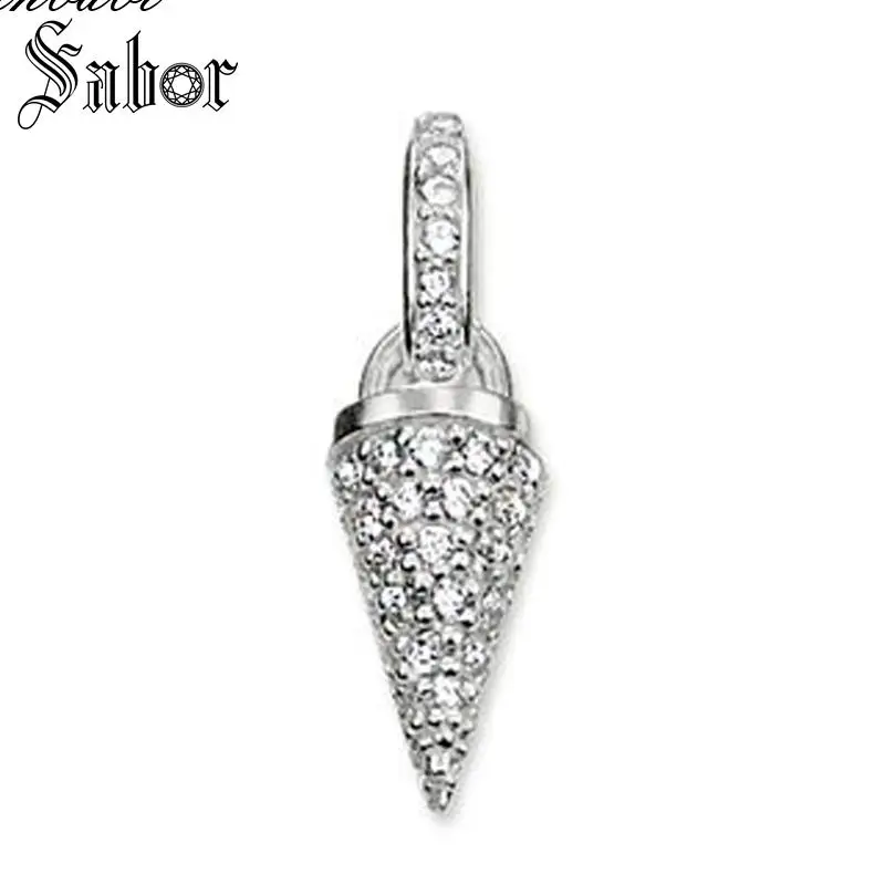 Кулон белый CZ Спайк для женщин и мужчин Модный классический серебристый цвет