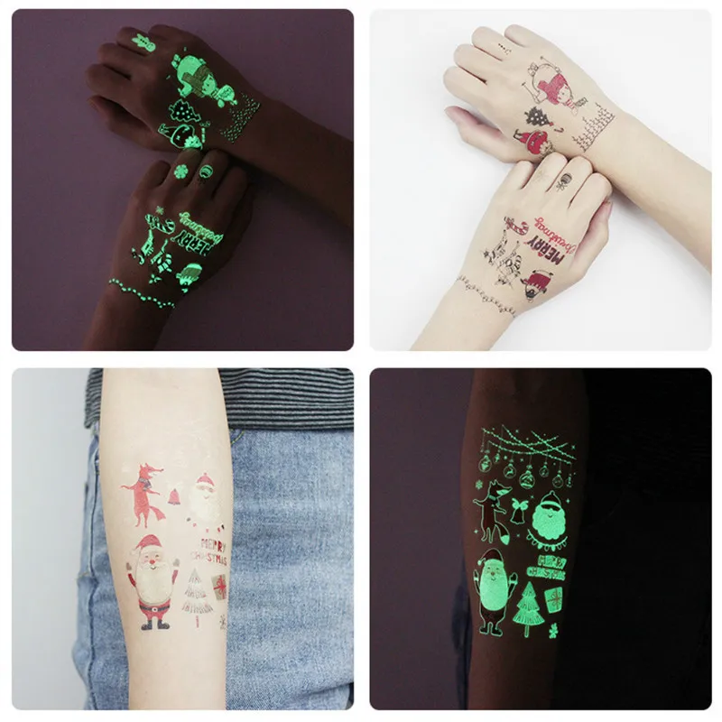 24 Styles 3pcs Luminous Kids Temporary Tattoo Sticker Fake Christmas Flash Waterproof Small Body Art For Child Party DIY Decor | Дом и сад