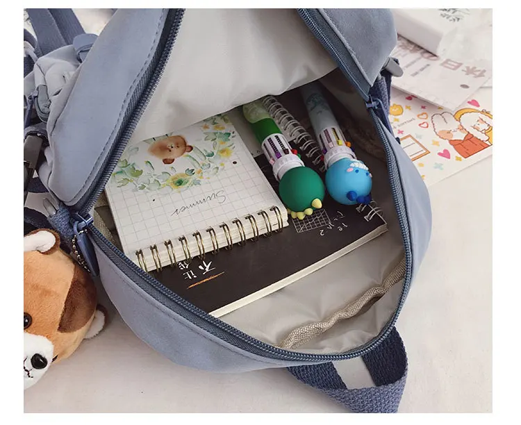 

Fashion Student Korean Schoolbag Female Harajuku Wild Girl Cute Backpack Multifunction High Capacity Mochila Escolar Bolsa