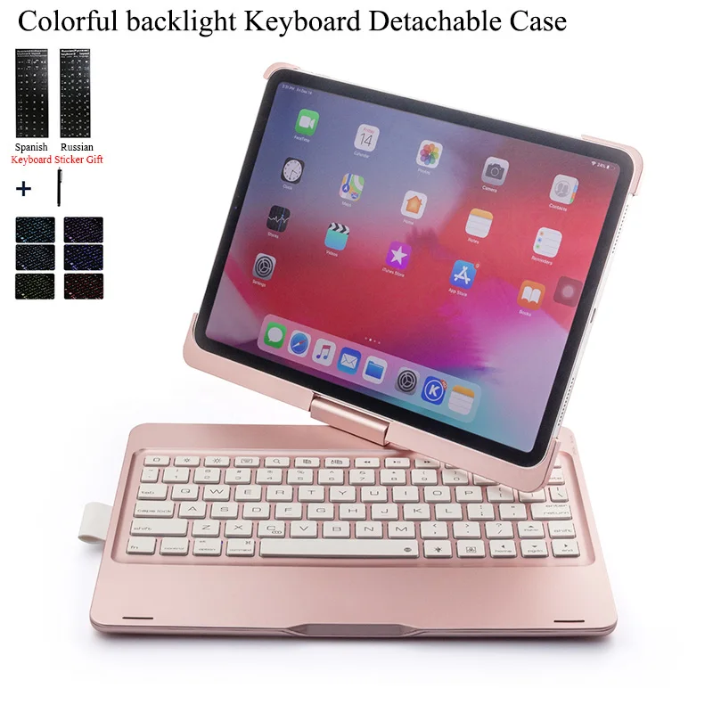 Цветная клавиатура с подсветкой для iPad Pro 11 дюймов Вращающийся беспроводной Bluetooth