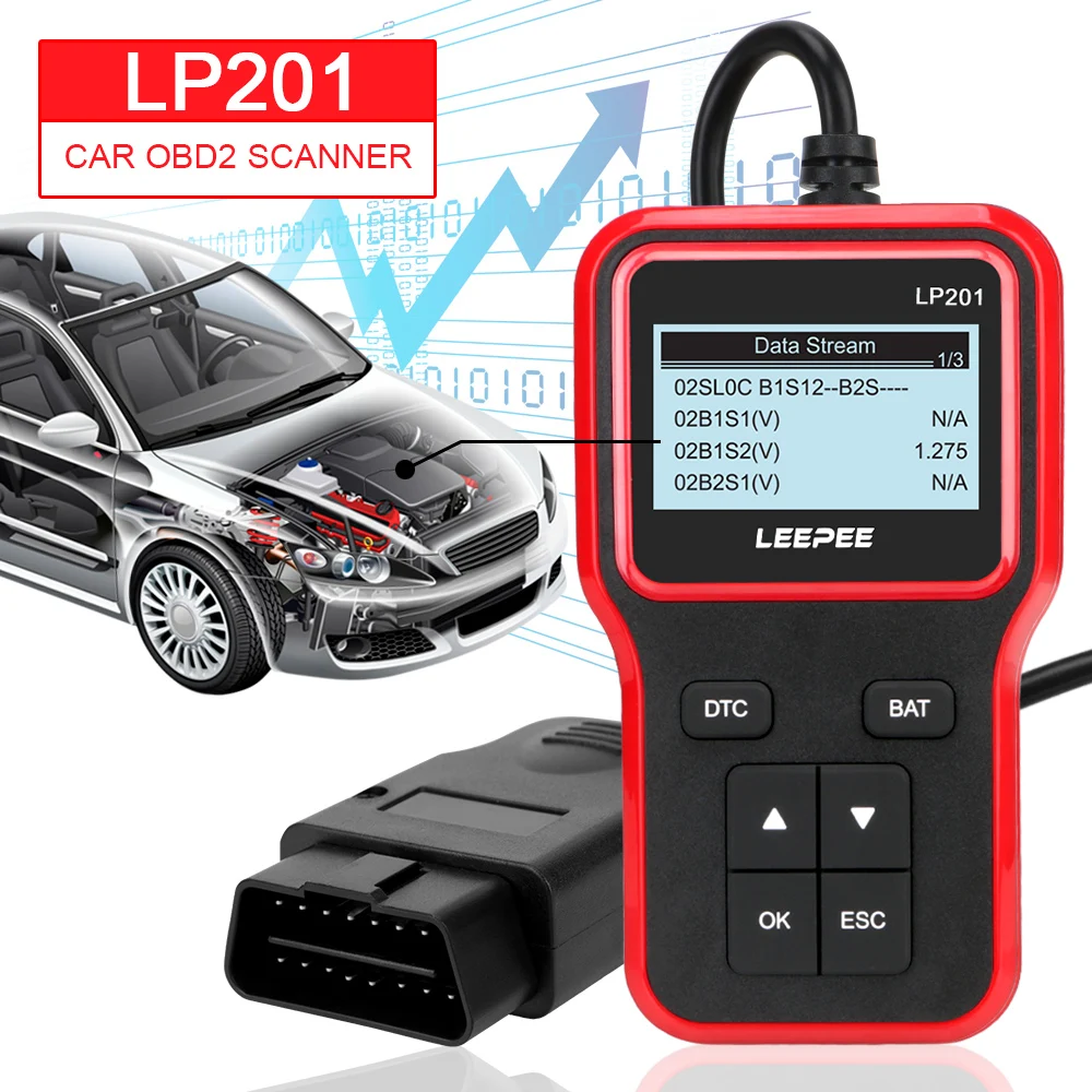 

LP201 OBD 2 сканер авто аксессуары OBDII цифровой дисплей Plug and Play OBD2 считыватель кодов универсальный автомобильный диагностический инструмент