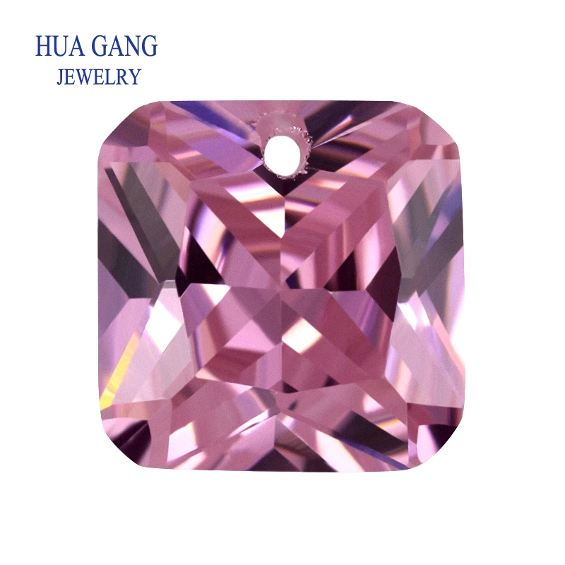 

Pink Loose CZ Stones Beads Gem With Hole AAAAA Square Shape Cubic Zirconia Stone For Jewerly Making 4x4~12x12 High Quality