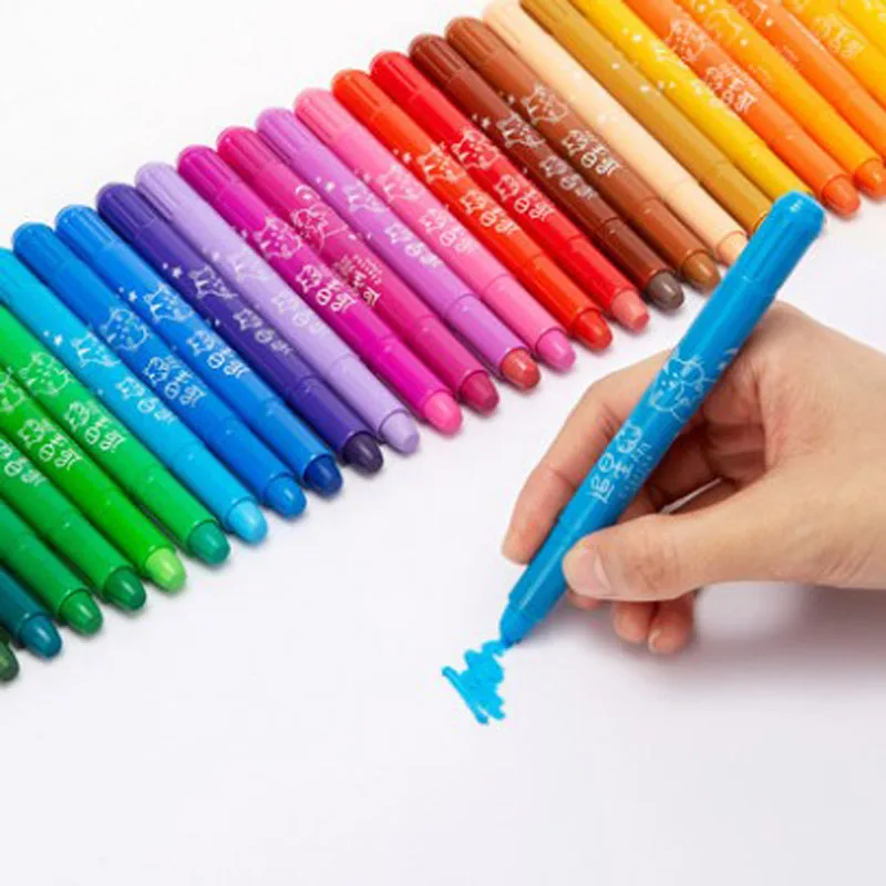 Child Rotating Washable Drawing Crayon Set Baby Bathroom Easy Erase Oil Pastel Silky Crayons Pencil for Kid 12/24/36Color | Канцтовары