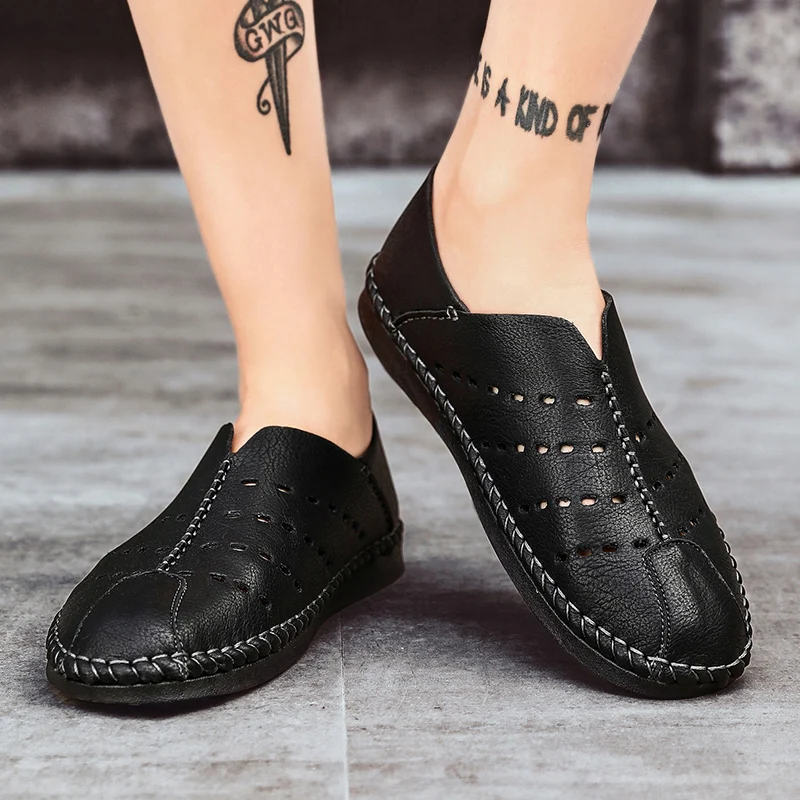 

Men Summer Casual Hand-stitched soles Sandals Punching Breathable Outdoor Non-slip Beach Shoes Large Size 38-48