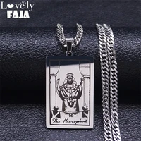 witchcraft the hirophant tarot stainless steel necklaces women sliver color necklace jewelry acero inoxidable joyeria nxh376s03