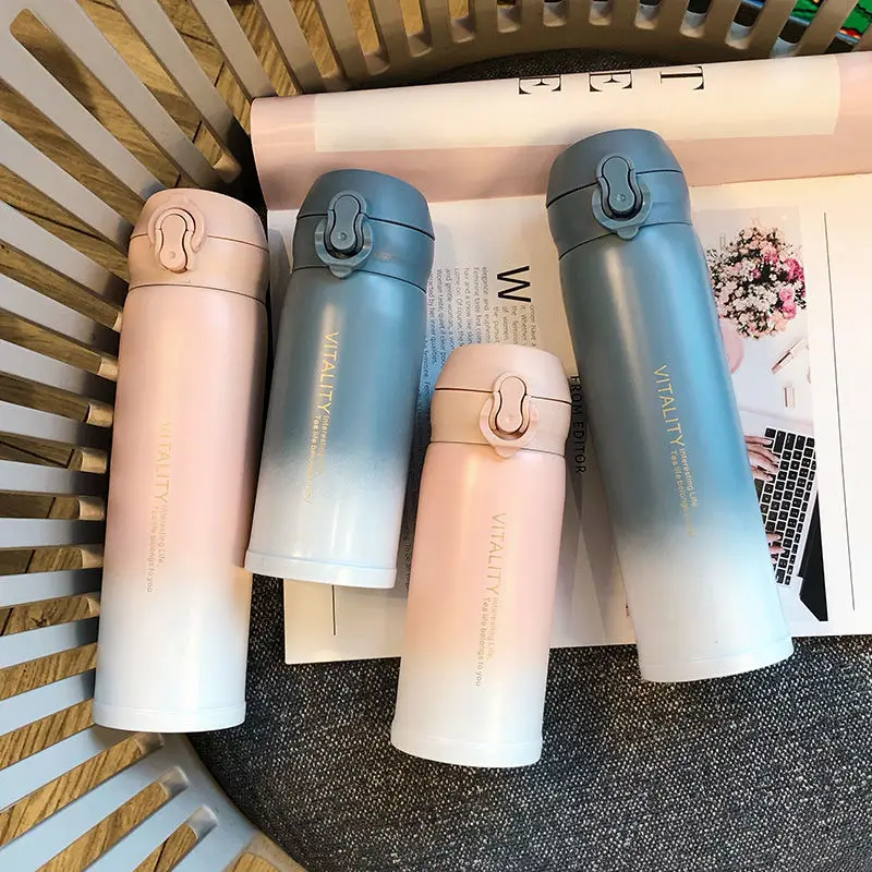 

350ML/500ML Creativity Matte Water Bottle Portable Thermal Cup Vacuum Flasks Stainless Steel Thermos For Tea Cover For Gifts