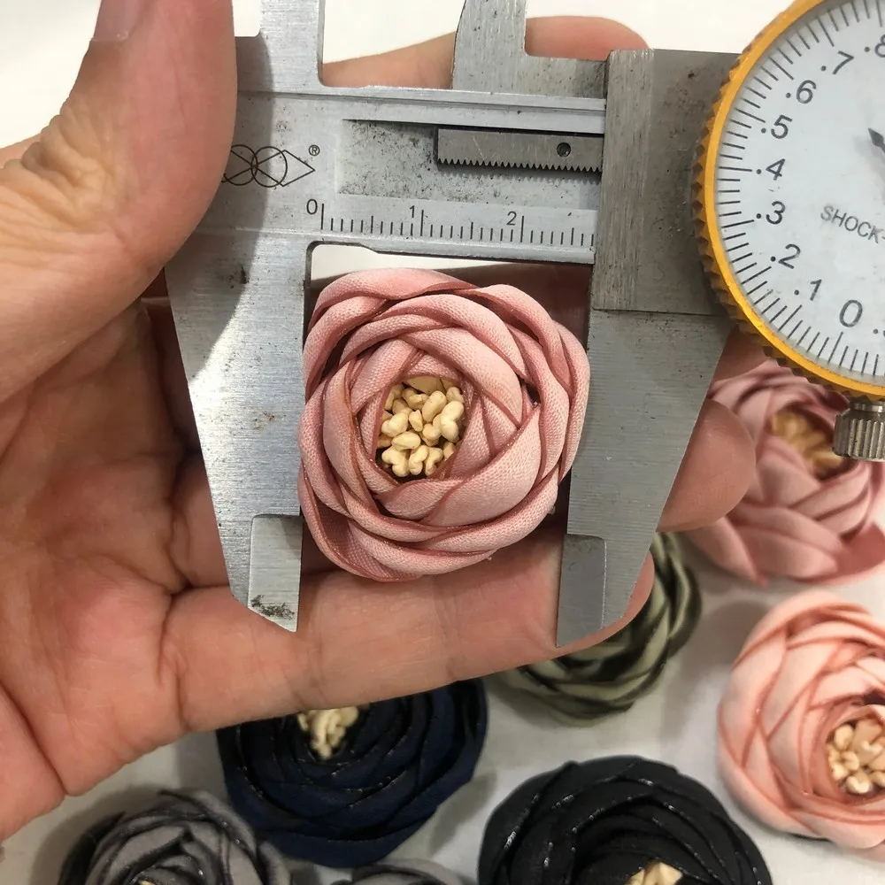 

3CM 3D burned Satin fabric Artificial Flowers For garment decoration, everning dress foral patches