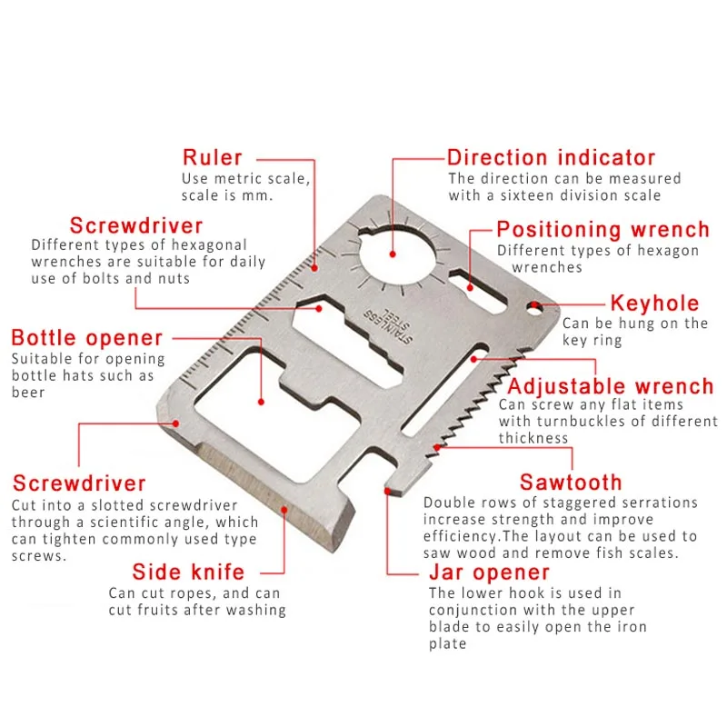Серебристая многофункциональная отвертка карта с лезвием 1 шт. портативный