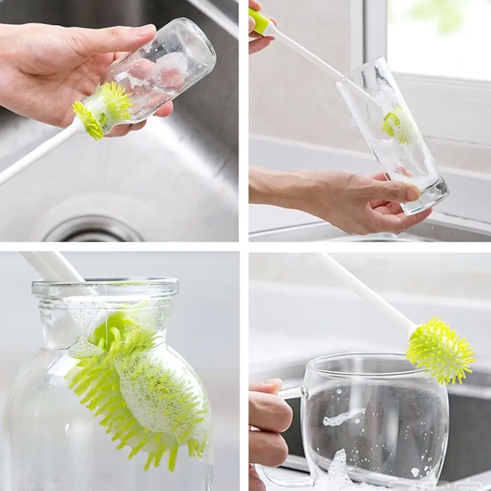 

Bottle Brush Silicone Bottle Cleaning Brush For Glass Cleaner Cleaning Bottle Accessories Tool Kitchen Bottle Practical B3E2